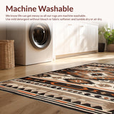 Ultra Soft Area Rug, Non Slip, Stain Resistant, Washable Area Rugs for Living Room, Bedroom, Cultural Rustic Geometric Aesthetic(Brown)