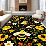 Ultra Soft Area Rug, Non Slip, Stain Resistant, Washable Area Rugs for Living Room, Bedroom, Vivid Whimsical Garden Scene(Black)