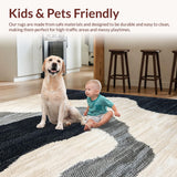 Ultra Soft Area Rug, Non Slip, Stain Resistant, Washable Area Rugs for Living Room, Bedroom, Global-Inspired Ivory Black Living Room Stain-Resistant Rug(Beige)