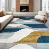 Ultra Soft Area Rug, Non Slip, Stain Resistant, Washable Area Rugs for Living Room, Bedroom, Stylish Minimalist Strokes Design(Blue)
