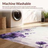 Ultra Soft Area Rug, Non Slip, Stain Resistant, Washable Area Rugs for Living Room, Bedroom, Chic Watercolor Floral Arrangement(Purple)