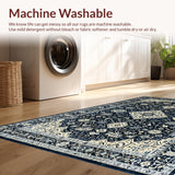 Ultra Soft Area Rug, Non Slip, Stain Resistant, Washable Area Rugs for Living Room, Bedroom, Rustic Vintage Geometric Aesthetic(Blue)