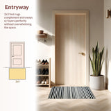 Ultra Soft Area Rug, Non Slip, Stain Resistant, Washable Area Rugs for Living Room, Bedroom, Contemporary Reversible Doormat:  Black & White Striped Carpet(Black)