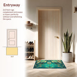 Ultra Soft Area Rug, Non Slip, Stain Resistant, Washable Area Rugs for Living Room, Bedroom, Oasis Area Rug Washable Peacock Feather Carpet(Blue)