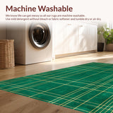 Ultra Soft Area Rug, Non Slip, Stain Resistant, Washable Area Rugs for Living Room, Bedroom, Chic Dark Green Facet Design(Green)