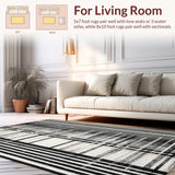 Ultra Soft Area Rug, Non Slip, Stain Resistant, Washable Area Rugs for Living Room, Bedroom, Classic Dual Tone Zebra Inspired Geometric Entryway Decoration(Black)