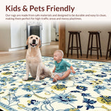 Ultra Soft Area Rug, Non Slip, Stain Resistant, Washable Area Rugs for Living Room, Bedroom, Charming Yellow Toned Vintage Charm(White)