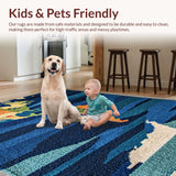 Ultra Soft Area Rug, Non Slip, Stain Resistant, Washable Area Rugs for Living Room, Bedroom, Modern Satellite View Round Classroom Rug(Blue)