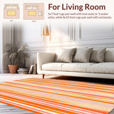 Ultra Soft Area Rug, Non Slip, Stain Resistant, Washable Area Rugs for Living Room, Bedroom, Sunset Stripe Design(Orange)