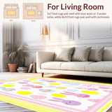 Ultra Soft Area Rug, Non Slip, Stain Resistant, Washable Area Rugs for Living Room, Bedroom, Radiant Spring Floral Accents(Pink)