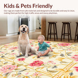 Ultra Soft Area Rug, Non Slip, Stain Resistant, Washable Area Rugs for Living Room, Bedroom, Vibrant Cute Nature-Inspired Print(Beige)