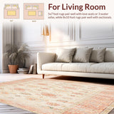Ultra Soft Area Rug, Non Slip, Stain Resistant, Washable Area Rugs for Living Room, Bedroom, Desert Rose Faded Floral Geometric Southwest Inspired(Beige)