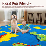 Ultra Soft Area Rug, Non Slip, Stain Resistant, Washable Area Rugs for Living Room, Bedroom, Whimsical Blue Animal Motifs(Blue)