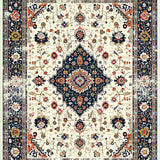 Vibrant Distressed Geometric Motif(Ivory)