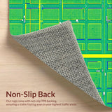 Ultra Soft Area Rug, Non Slip, Stain Resistant, Washable Area Rugs for Living Room, Bedroom, Playful Multicolor Urban Journey(Green)
