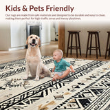 Ultra Soft Area Rug, Non Slip, Stain Resistant, Washable Area Rugs for Living Room, Bedroom, Rustic Striped Patterned Rug(Black)