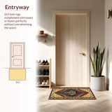 Ultra Soft Area Rug, Non Slip, Stain Resistant, Washable Area Rugs for Living Room, Bedroom, Exotic Elephant Geometric Motif(Yellow)