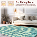Ultra Soft Area Rug, Non Slip, Stain Resistant, Washable Area Rugs for Living Room, Bedroom, Vibrant Peacock Blue Motif(Blue)