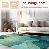 Ultra Soft Area Rug, Non Slip, Stain Resistant, Washable Area Rugs for Living Room, Bedroom, Turtle Tides Coastal Patterned Rug with Underwater Marine Abstract Art(Blue)