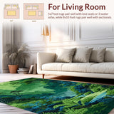 Ultra Soft Area Rug, Non Slip, Stain Resistant, Washable Area Rugs for Living Room, Bedroom, 3D Moss Green Shag Rug for Bedroom Playroom(Green)