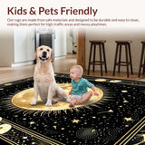 Ultra Soft Area Rug, Non Slip, Stain Resistant, Washable Area Rugs for Living Room, Bedroom, Celestial Harmony Yin Yang Motif(Gold)