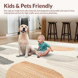 Ultra Soft Area Rug, Non Slip, Stain Resistant, Washable Area Rugs for Living Room, Bedroom, Sophisticated Round Featuring Boho in Beige Tones(Beige)