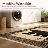 Ultra Soft Area Rug, Non Slip, Stain Resistant, Washable Area Rugs for Living Room, Bedroom, Cozy Cabin Bear Illustration(Beige)