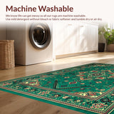 Ultra Soft Area Rug, Non Slip, Stain Resistant, Washable Area Rugs for Living Room, Bedroom, Rustic Warm Toned Tribal Motif(Green)