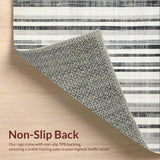 Ultra Soft Area Rug, Non Slip, Stain Resistant, Washable Area Rugs for Living Room, Bedroom, Black & White Striped Rug: Modern Handwoven Design(Gray)