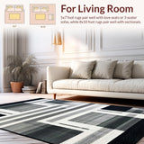 Ultra Soft Area Rug, Non Slip, Stain Resistant, Washable Area Rugs for Living Room, Bedroom, Dynamic Stripe Pattern Rug for Versatile Spaces(Black)