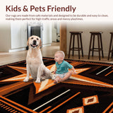Ultra Soft Area Rug, Non Slip, Stain Resistant, Washable Area Rugs for Living Room, Bedroom, Cozy Primitive Aztec Aesthetic(Black)