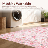 Ultra Soft Area Rug, Non Slip, Stain Resistant, Washable Area Rugs for Living Room, Bedroom, Enchanting Circular Petal Pattern(Pink)
