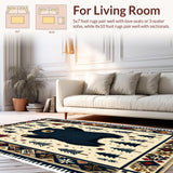 Ultra Soft Area Rug, Non Slip, Stain Resistant, Washable Area Rugs for Living Room, Bedroom, Non-Skid Cabin Bathroom Christmas Bear Decor Rug(Beige)