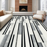 Ultra Soft Area Rug, Non Slip, Stain Resistant, Washable Area Rugs for Living Room, Bedroom, Chic Black And White Stripe Rug: Modern Front Door Welcome Mat(Gray)