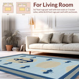 Ultra Soft Area Rug, Non Slip, Stain Resistant, Washable Area Rugs for Living Room, Bedroom, Bright Oceanic Color Palette(Blue)
