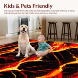 Ultra Soft Area Rug, Non Slip, Stain Resistant, Washable Area Rugs for Living Room, Bedroom, Vivid Abstract Magma Design(Red)
