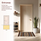 Ultra Soft Area Rug, Non Slip, Stain Resistant, Washable Area Rugs for Living Room, Bedroom, Warm Vibrant Floral Geometry(Brown)