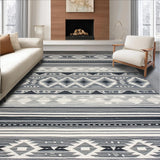 Ultra Soft Area Rug, Non Slip, Stain Resistant, Washable Area Rugs for Living Room, Bedroom, Dynamic Medallion Inspired Gray Design(Gray)