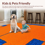 Ultra Soft Area Rug, Non Slip, Stain Resistant, Washable Area Rugs for Living Room, Bedroom, Striking Graphic Tech-Inspired Design(Orange)