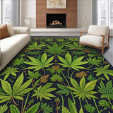 Ultra Soft Area Rug, Non Slip, Stain Resistant, Washable Area Rugs for Living Room, Bedroom, Humorous Stoner Decor Area Rug Cannabis Leaf Design Carpet for Front Door(Green)