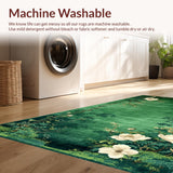 Ultra Soft Area Rug, Non Slip, Stain Resistant, Washable Area Rugs for Living Room, Bedroom, Botanical Non-Slip Door Mat for Kitchen and Bedroom(Green)