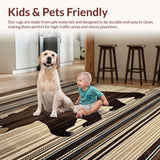 Ultra Soft Area Rug, Non Slip, Stain Resistant, Washable Area Rugs for Living Room, Bedroom, Luxurious Silky Textured Motif(Brown)