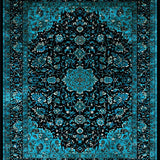 Traditional Blue Tones Retro Motif(Black)