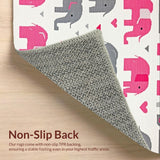 Ultra Soft Area Rug, Non Slip, Stain Resistant, Washable Area Rugs for Living Room, Bedroom, Soft Gray Pastel Animal Print(Pink)