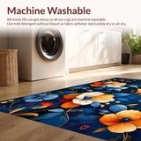 Ultra Soft Area Rug, Non Slip, Stain Resistant, Washable Area Rugs for Living Room, Bedroom, Rustic Vibrant Botanical Arrangement(Blue)