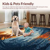 Ultra Soft Area Rug, Non Slip, Stain Resistant, Washable Area Rugs for Living Room, Bedroom, Beachside Coconut Tree Rug: Tropical Paradise Area Rug(Orange)