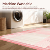 Ultra Soft Area Rug, Non Slip, Stain Resistant, Washable Area Rugs for Living Room, Bedroom, Calming Soft Pink Rounded Patterns(Pink)