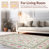 Ultra Soft Area Rug, Non Slip, Stain Resistant, Washable Area Rugs for Living Room, Bedroom, Vibrant Garden-Inspired Decor(Beige)