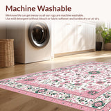 Ultra Soft Area Rug, Non Slip, Stain Resistant, Washable Area Rugs for Living Room, Bedroom, Modern Faded Flower Pattern(Pink)