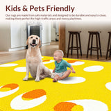 Ultra Soft Area Rug, Non Slip, Stain Resistant, Washable Area Rugs for Living Room, Bedroom, Whimsical Soft Curved Design(Yellow)
